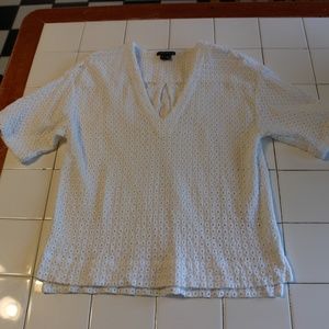 THEORY WOMENS WHITE EYELET TOP SIZE P